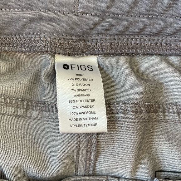 Figs Women's Gray Scrubs with Turquoise Drawstring Medium Petite - Picture 4 of 6